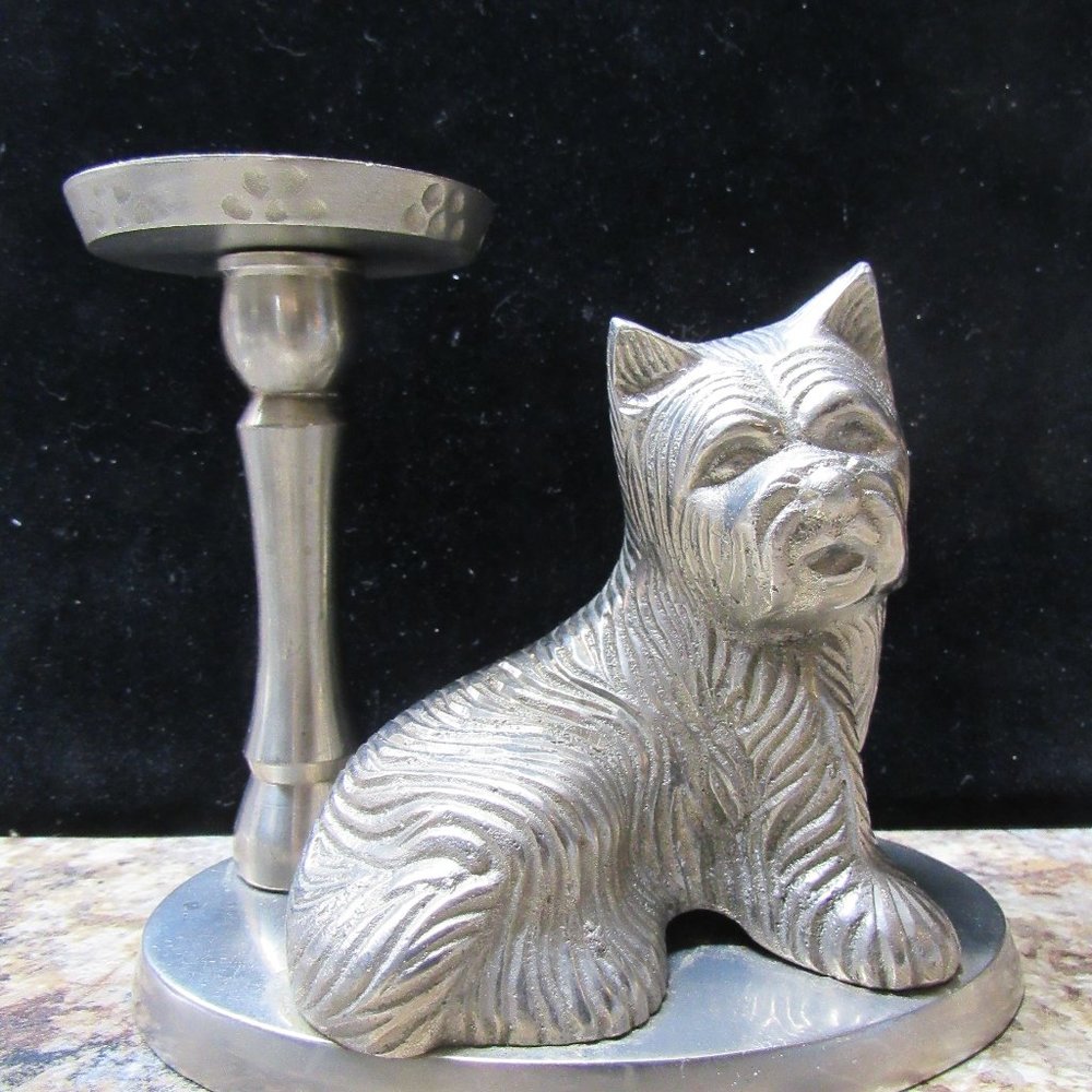 Scotty Dog  Metallic Candle Holder/Made in India